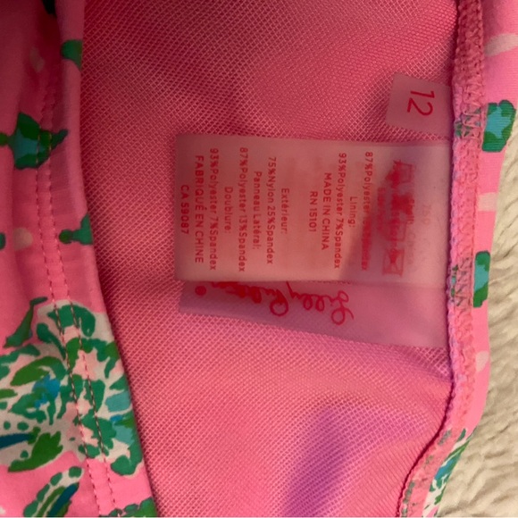 NWOT Lilly Pulitzer Clancy style bikini bottom size 12 in vibrant pink & green - Picture 7 of 9